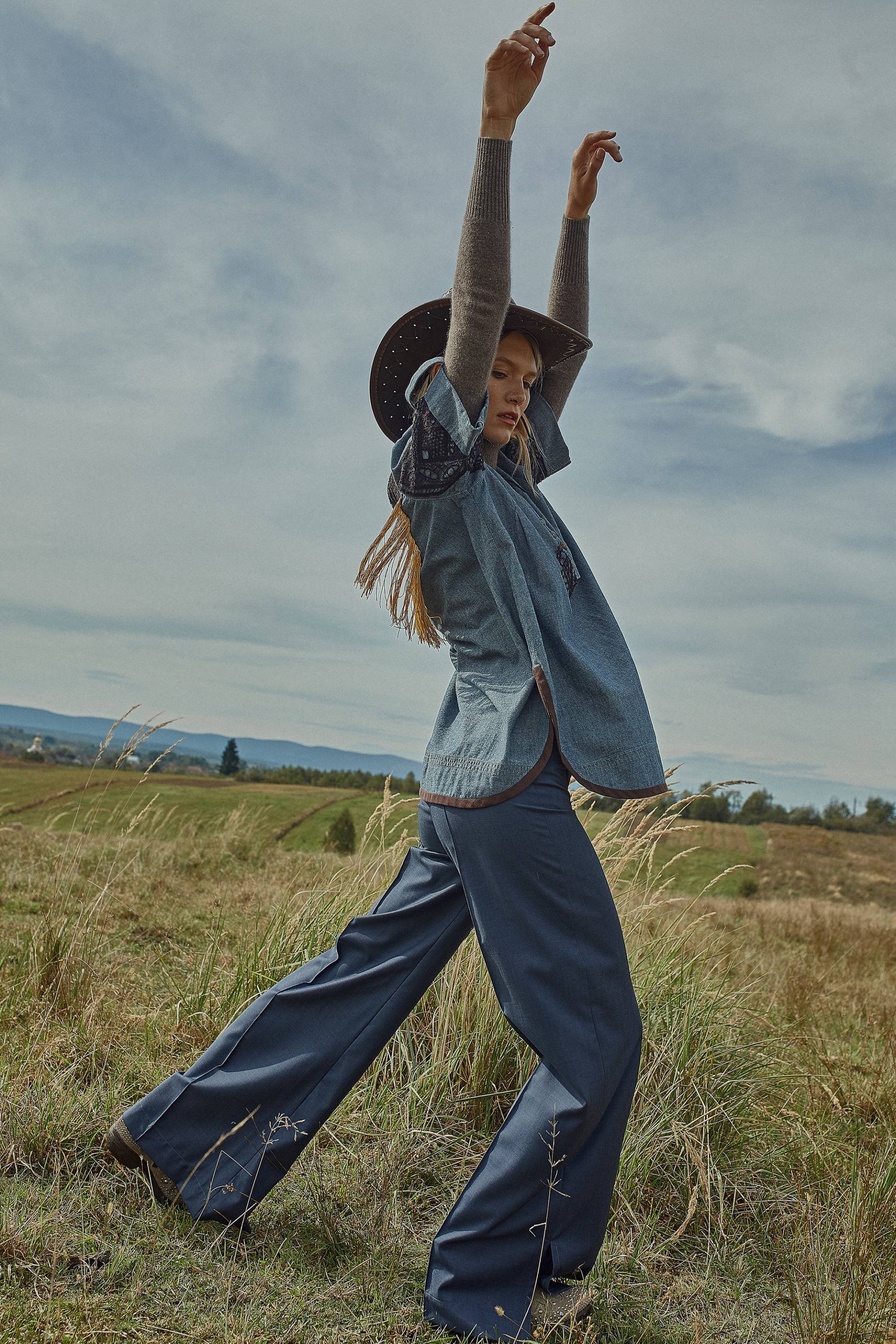 Hohe Taille Schlaghose Wolle Hose - Dunkel Blau Flare von IPANTSStore