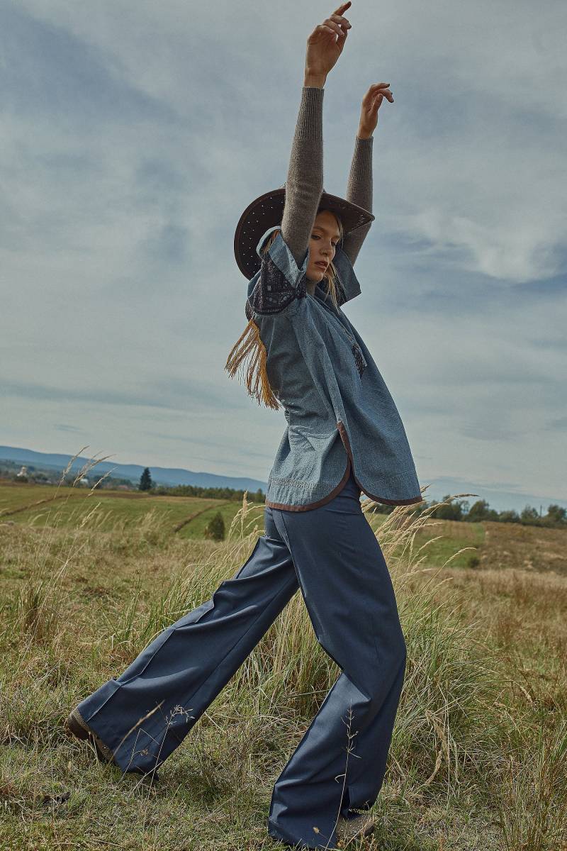 Hohe Taille Schlaghose Wolle Hose - Dunkel Blau Flare von IPANTSStore