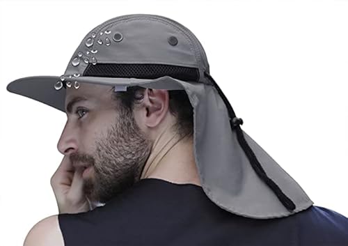 Herren Sonnenhut mit UV Schutz Männer Sommerhut Schirmmütze Nackenschutz Hat Hut Anti UV mit breiter Krempe Fischerhut Buschhut Faltbar Outdoor für Angeln Wandern Garten Camping Jagd Fahrrad Reisen von IPENNY