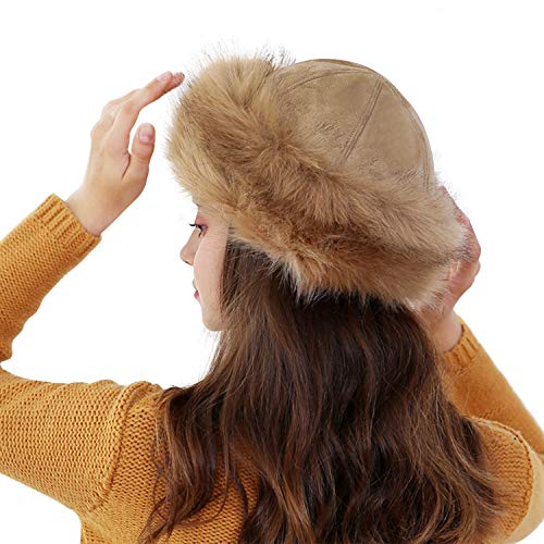 IPENNY Damen Pelzmütze Cossack Russische Mütze Wintermütze Fliegermütze Russen Mütze Ushanka Chapka Winddicht Hut Fellmütze Pelzmütze Kunstpelz Plüsch Schneemütze von IPENNY