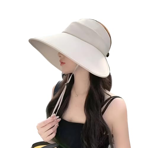 IPENNY Frauen Sonne Visor Hut Roll-Up Sommer Hüte UPF 50 breite Krempe Hüte mit verstellbarem Kinnriemen verpackbar Outdoor-Kopfbedeckung für Reisen Strand Gartenarbeit Wandern von IPENNY