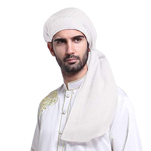 IPENNY Langer Turban für Herren, Arabisch, Muslimaner, arabisch, Turban für Männer, atmungsaktiv, lässig, 140 x 140 cm, weiß von IPENNY