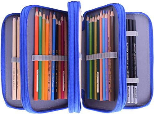 IPENNY Super Große Federmappe mit Reißverschluss Oxford Federmäppchen 72 Slots Stiftemappe Schüleretui Schlamperbox für Buntstifte Bleistifte （ohne Bleistift） von IPENNY