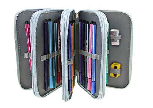 IPENNY Super Große Federmappe mit Reißverschluss Oxford Federmäppchen 72 Slots Stiftemappe Schüleretui Schlamperbox für Buntstifte Bleistifte （ohne Bleistift） von IPENNY