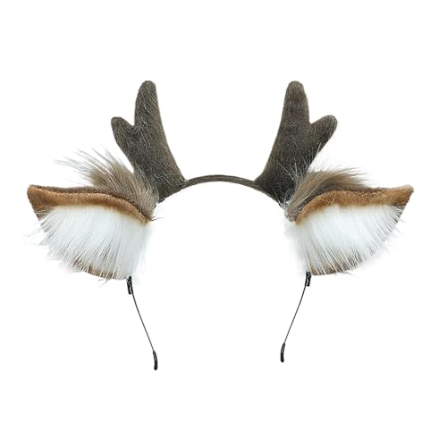 IPENNY Weihnachtliches Geweih Haarreif Plüsch Rentier Stirnband Rentiergeweih Haarschmuck Mädchen Kopfschmuck Accessoire Halloween Kostüme Zubehör für Karneval Fasching Mottoparty von IPENNY