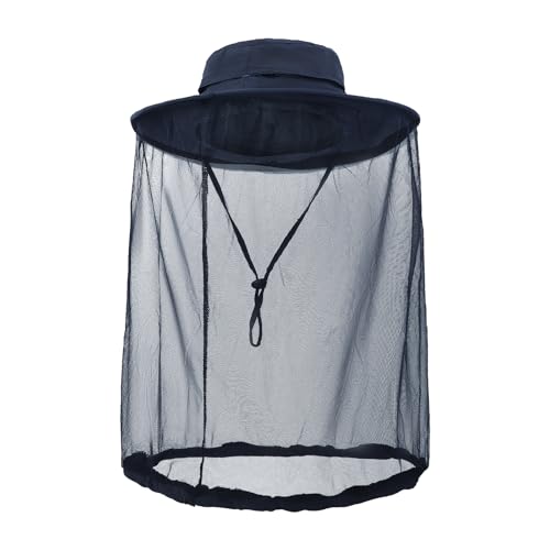 Sonnenhut Anglerhut mit Mesh Nackenschutz Moskitonetz Hut Imkerhut Mückenhut Buschhut mit Verstellbar Moskito Kopfnetz Hut Fischerhüte Mückenschutz UV Schutz Cap Schnell Trocken Strandhut (Blau) von IPENNY