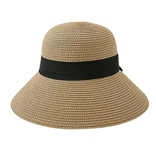 Strohhut Frau Sonnenmütze Adjustable Sonnenhut Sun Hat Sonnenkappe Sonnenblende Sonnenschild Breiter Rand Anti UV Hut Faltbarer Strandhut für Freizeit Reisen von IPENNY