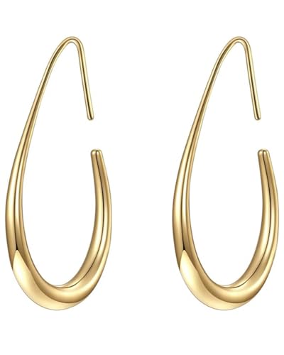 IPNSDON 1 Paar Silber Teardrop Circle Earrings Damen ovale Ohrringe Hoop Earrings, Anti-Allergie Teardrop Earrings, Damen große personalisierte Ohrringe von IPNSDON