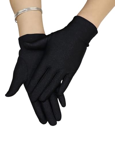 IPNSDON 1 Paar kurze Satin-Handschuhe, schwarz, Damen-Braut-Tanzhandschuhe, Party, schwarz-weiß, Stretch-Opernhandschuhe, Erwachsenengröße, Gesamtlänge 22,9 cm, geeignet für Hochzeit IPNSDON 1 Paar kurze Satin-Handschuhe, schwarz, Damen-Braut-Tanzhandschuhe, Party, schwarz-weiß, Stretch-Opernhandschuhe, Erwachsenengröße, Gesamtlänge 22,9 cm, geeignet für Hochzeit von IPNSDON