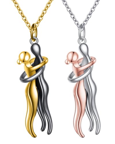 IPNSDON 2 Stück Anhänger Umarmung Halskette Paar Männer und Frauen Anhänger Umarmung Halskette, geeignet für Delicate Geschenke von IPNSDON