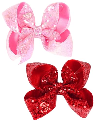 IPNSDON 2Pcs rosa Schleifen-Haarspangen, Schleifen-Haarspangen, Schleifen-Haarspangen, Schleifen-Haarspangen, Schleifen-Haarspangen, elegante Mädchen-Haar-Accessoires für Mädchen (Rosa, Rot) von IPNSDON