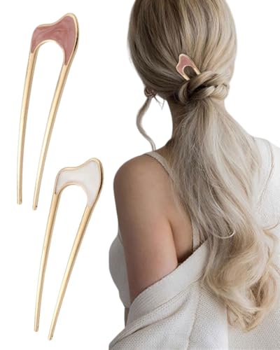 IPNSDON 2Pcs große U-förmige Haarnadeln aus Metall, französischer Dutt, geeignet für Damen- und Mädchenfrisuren, geeignet für Abschlussfeiern, Zeremonien, exquisite Anlässe (Rotwein) von IPNSDON