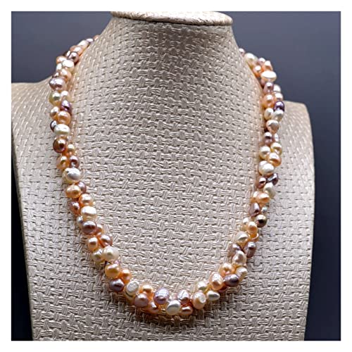IPUDIS Gedrehte Perlenkette, naturfarbene Barockperle, verschiedene tragbare Stile, Damen-Perlenkette, erfüllen von IPUDIS