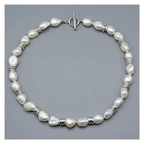 IPUDIS Handgemachte natürliche barocke weiße Perlen-Silber-Ring-Zusatz-Halsketten-weibliches Hochzeits-Mädchen-Modeschmuck-einfacher Schmuck erfüllen (Color : 45cm, Size : Multicolor) von IPUDIS