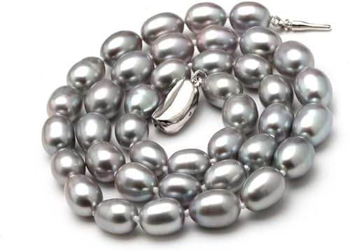 IPWWUTTH 8-9mm natürlicher grauer Süßwasserperlen-Halsketten-Strang for Frauen-gute Glanz-Perlen-wulstige Chocker-Halsketten-Großhandelshochzeit Mode-Accessoires(8-9mm,45cm) von IPWWUTTH