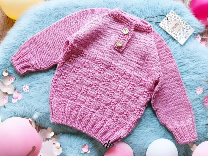 Mädchen Pullover, Gr.68/74, Merinowolle von IProKnitwear