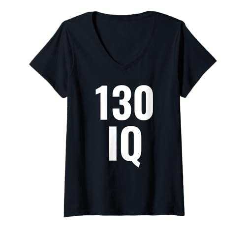 Damen IQ 130 Intelligenzquotient T-Shirt mit V-Ausschnitt Damen IQ 130 Intelligenzquotient T-Shirt mit V-Ausschnitt von IQ Designs