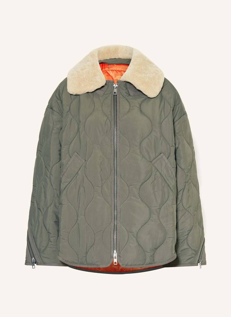 Iq Studio Oversized-Steppjacke Mit Abnehmbarem Teddyfell gruen von IQ STUDIO