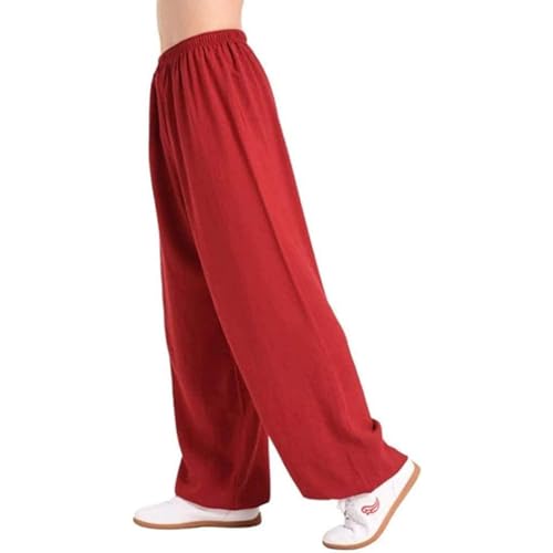 IQOAIJ Chinesische Tai Chi Kung Fu Hose Mens Womens Martial Arts Trainingshose Wing Chun Pants,Red-XL,04,S von IQOAIJ