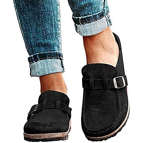 Frauen Flache Sandalen Sommer Offene Schuhe mit Klettverschluss Spitze Feste Faux Leder Casual bequemer Slip auf Sommersandalen Slipper,5,42 EU von IQOAIJ