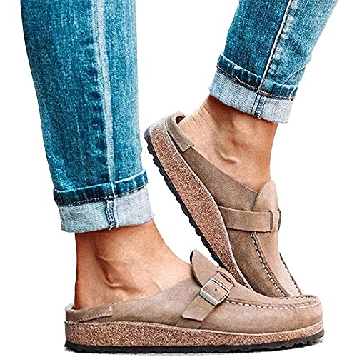 IQOAIJ Sandalen Damen Runde Zehen rückenfrei Slip On Loafer Schuhe Closed Toe Walking Slipper Lady Bootsschuhe,2,40 EU von IQOAIJ