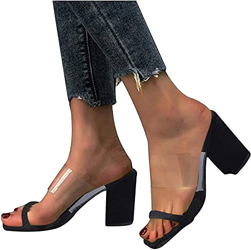 Klare High Heels Hausschuhe Damen Sandalen Sommerschuhe Transparente High Pumps Hochzeitssandalen,2,38 EU von IQOAIJ
