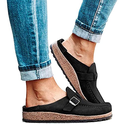 IQOAIJ Sandalen Damen Runde Zehen rückenfrei Slip On Loafer Schuhe Closed Toe Walking Slipper Lady Bootsschuhe,1,39 EU von IQOAIJ