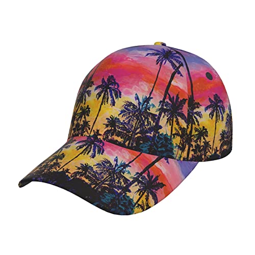 IQOPPEDR Cool Tree Hawaii Baseballkappe Papa Hut Trucker Hut Damen Herren Snapback Verstellbar Modisch Trendy Hip Hop Hat Niedriges Profil, Hawaiianischer Kokosnussbaum, Einheitsgröße von IQOPPEDR