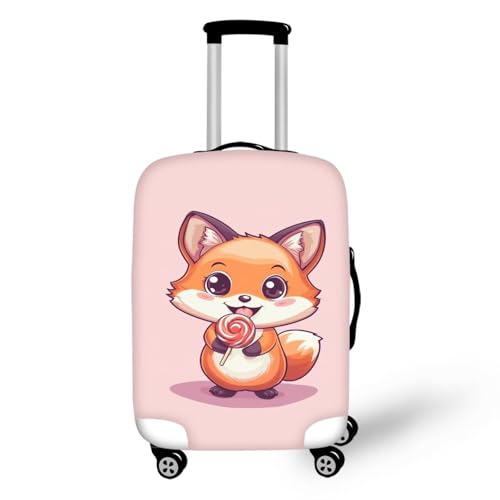 IQOPPEDR Cute Candy Fox Gepäckschutz aus Polyester für Damen, wiederverwendbare Trolleyabdeckungen, personalisiertes Kawaii-Zubehör, lassen Sie Ihr Gepäck wie neu aussehen, L, Süßer Fuchs, L (for von IQOPPEDR