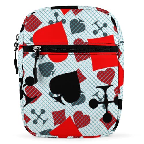 IQOPPEDR Kleine Umhängetasche mit Spielkarten in Herzform, Schultertasche für Damen und Herren, Mini-Umhängetasche mit verstellbaren Trägern, Siehe Abbildung, Einheitsgröße von IQOPPEDR