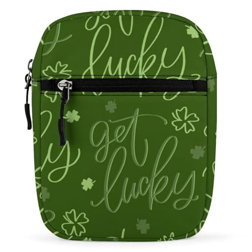 IQOPPEDR St Patricks Kleeblatt-Umhängetasche, kleine Umhängetasche, Glücksbringer, Schultertasche für Damen und Herren, Mini-Umhängetasche mit verstellbaren Trägern, Siehe Abbildung, Einheitsgröße von IQOPPEDR