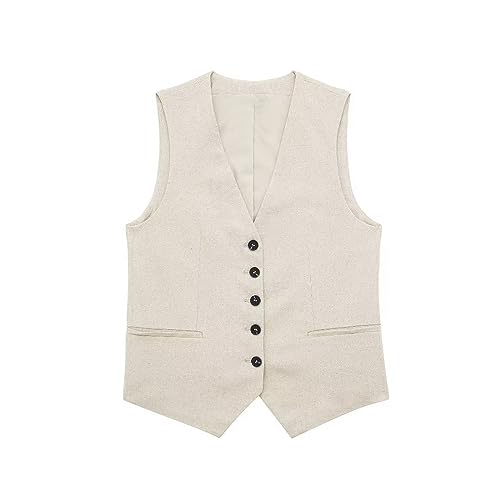 Ärmellos Bluse - Weste Damen Elegant Tailliert Smokingweste Vintage Ärmellose Trachtenweste Elegant-Anzugweste Weste Ärmellos Blazer Jacke Kurze Gilet Tank Top Sakko Cardigan Anzugjacke Damenweste von IQYU