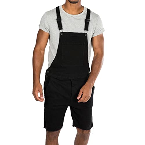 Arbeitshosen Männer Latzhose Jeans - Jeans-Latzhosen Herren Stretch Arbeitshose Sommer Kurze Hosenträger Mit Taschen Arbeitslatzhosen Kurz Jogginghose Leichte Sommerhose Jeansshorts- Denim-Overalls von IQYU