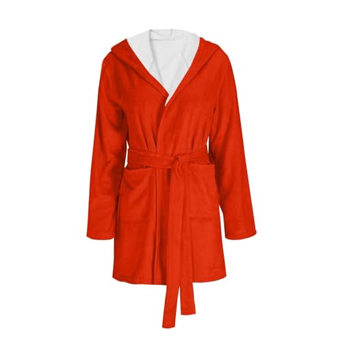 Bademäntel Für Damen Mit Kapuze: Bademantel Sauna Kurz Morgenmantel Elegant Schlafmantel Gürtel Schlafanzug Knielang Hausmantel Flauschig Kuschelfleece Damenbademantel Hauskleid Frottee-Saunamantel von IQYU