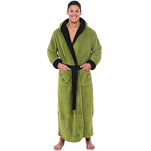 Bademäntel Für Herren Flauschig Extra Lang - Bademäntel Für Männer Frottee-Bademantel Mit Kapuze Morgenmantel Fleece-Hausmantel Warm Große Größe Saunamantel Dressing Gown Men Hausanzug/Schlafanzug von IQYU