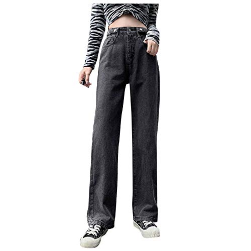 Baggy Jeans y2k Damen: Boyfriend, Jeanshosen Mit Tasche-Weites Bein-Harajuku Streetwear Hose-Aesthetic Jeans-High Waist-Straight Jeans-Teenager MäDchen Kleidung Trend Hosen,E-Girl Hosen, Weiß von IQYU