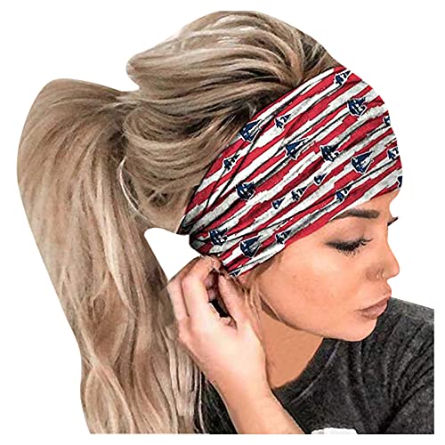 Blau Schweißbänder Drucken Haarbügel Women Wrap elastisches Haarband Kopfhaarband Haarreif für Frauen Haarband Kinder (Red, One Size) von IQYU