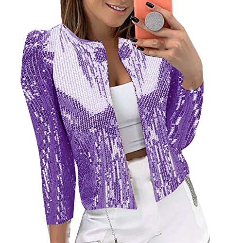 Blazer Damen Kurz Sommer - Pailletten Blazer Silber-Blazerjacken Langarm Sommerjacke Leichte Cardigan Glitzer-Blazer Glänzend-Jacke Langarm Festliche-Bolero Tops Oberteile Blazer Party Bolerojacke Blazer Damen Kurz Sommer - Pailletten Blazer Silber-Blazerjacken Langarm Sommerjacke Leichte Cardigan Glitzer-Blazer Glänzend-Jacke Langarm Festliche-Bolero Tops Oberteile Blazer Party Bolerojacke von IQYU
