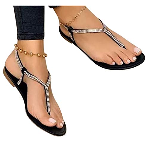 Damen Flache Sandale Flip Flops Sandalen Strass Zehentrenner Peep Toe Strandsandalen Riemchen Flache rutschfeste Sandalen FüR Strand Sommerschuhe Slippers Damen Flache Sandale Flip Flops Sandalen Strass Zehentrenner Peep Toe Strandsandalen Riemchen Flache rutschfeste Sandalen FüR Strand Sommerschuhe Slippers von IQYU