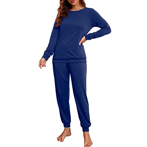 Frottee Schlafanzug Mädchen Damen-Pyjama-Set, Langarm-Nachtwäsche, Nachtwäsche, weiche -Sets mit Taschen Nachthemd Vorne Geknöpft Damen von IQYU