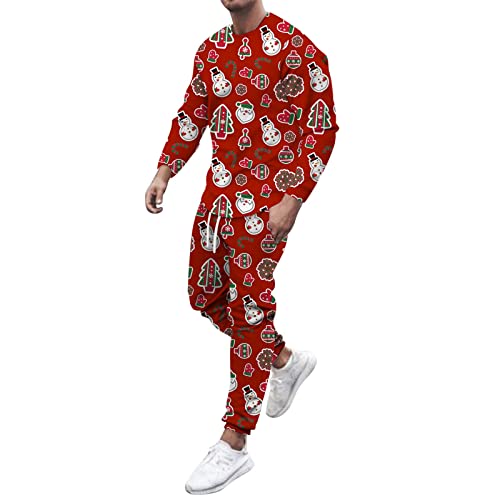 Herren Weihnachten Schlafanzug Warm Lang Plüsch Pyjama Set Winter Langarm Shirt und Pyjamahose Schlafhose Zweiteilig Fleece Nachtwäsche Loungewear Kuschelig Overall Teddy Fleece Schlafoverall Weich von IQYU