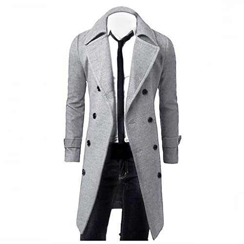 Herren Wollmantel, Long Herrenmantel Winterjacke Freizeitjacke Jacket Unterhalb Coat Overcoat Männer Knie Windjacke Mäntel lange Mantel-Männer Wintermantel Trenchcoat Knielang Business Herrenjacke von IQYU