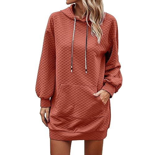 Hoodie Kleid Damen Sportkleidung Mit Kapuze Herbstkleid Kurz Elegant Sweatshirt Langarm Sweatkleid Einfarbig Winter Shirtkleid Mit Taschen Blusenkleid Locker Freizeit Bleistiftkleid Bequem Oberteil von IQYU