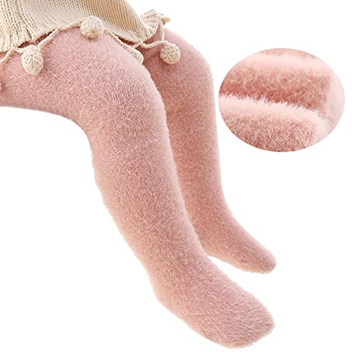 Hosen Baby Mädchen 74 Neugeborenes Baby Mädchen weiche warme Winterstrumpfhose Strumpf Baumwolle Kleinkind Ganzkörperhose Strumpfhose Fleece Kinder Leggings Strumpfhose Leggings (Pink, 0-3 Months) von IQYU