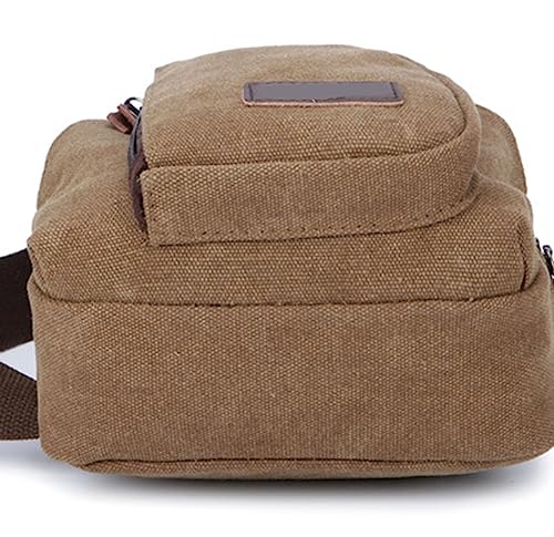 Hüfttaschen Für Männer Canvas-Schultertasche, Brusttasche, lässiger, Leichter Umhängetasche für Reisen, Wandern, Radfahren Hüfttaschen Für (Coffee, One Size) von IQYU