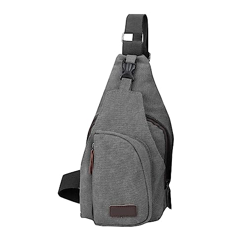 Hüfttaschen Für Männer Canvas-Schultertasche, Brusttasche, lässiger, Leichter Umhängetasche für Reisen, Wandern, Radfahren Hüfttaschen Für (Grey, One Size) von IQYU