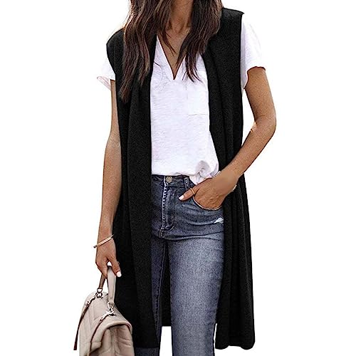 IQYU Ärmellose Weste Damen Lang Leicht Strickmantel Ärmellos-Strickjacke Elegant Einfarbig Strick-Cardigan Herbst-Übergangsjacke Lange Vorne Offen Strickweste Dünn-Leichte-Sommerjacke IQYU Ärmellose Weste Damen Lang Leicht Strickmantel Ärmellos-Strickjacke Elegant Einfarbig Strick-Cardigan Herbst-Übergangsjacke Lange Vorne Offen Strickweste Dünn-Leichte-Sommerjacke von IQYU