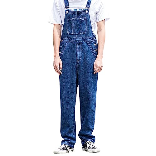 IQYU Arbeitshose Herren Blau Latzhose Männer - Jeanslatzhose Herren Lang 4Xl Overalls - Jumpsuits Männer Baggy Cargohose Sommer Jeanshose Denim-Arbeitslatzhose Onesie Hosenträger Latzanzug Streetwear von IQYU