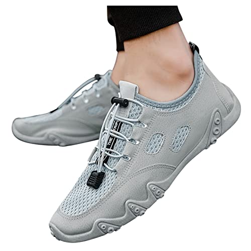 IQYU Atmungsaktive Mode Männer Freizeit-Schnürung Mesh-Schuhe Sport für Herren Sketche Herren Schuhe (Grey, 39) von IQYU