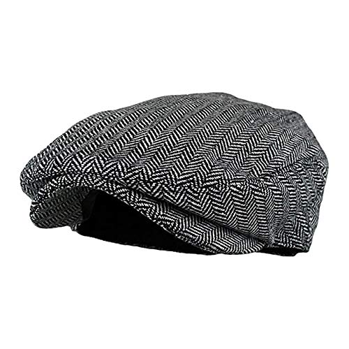 IQYU Baskenmütze für Herren - Schiebermütze, Schirmmütze, Barett, Cap, Newsboy Flat Schwarz, Flatcap Retro Einstellbar von IQYU